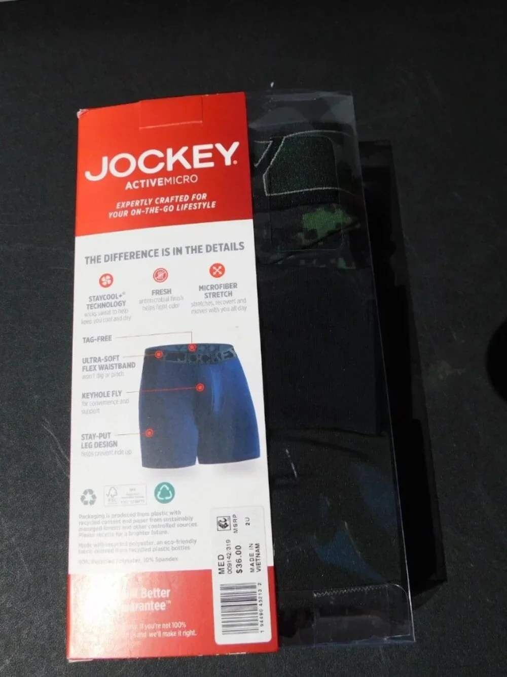 Jockey Mens ACTIVEMICRO Cool + Fresh Microfiber Stretch Boxer Briefs Medium